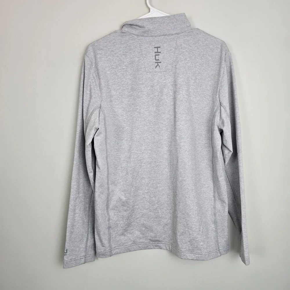 NWT Huk Men's Cold Front Gray ¼ Zip Pullover Size L Performance Fishing Top - Picture 4 of 9